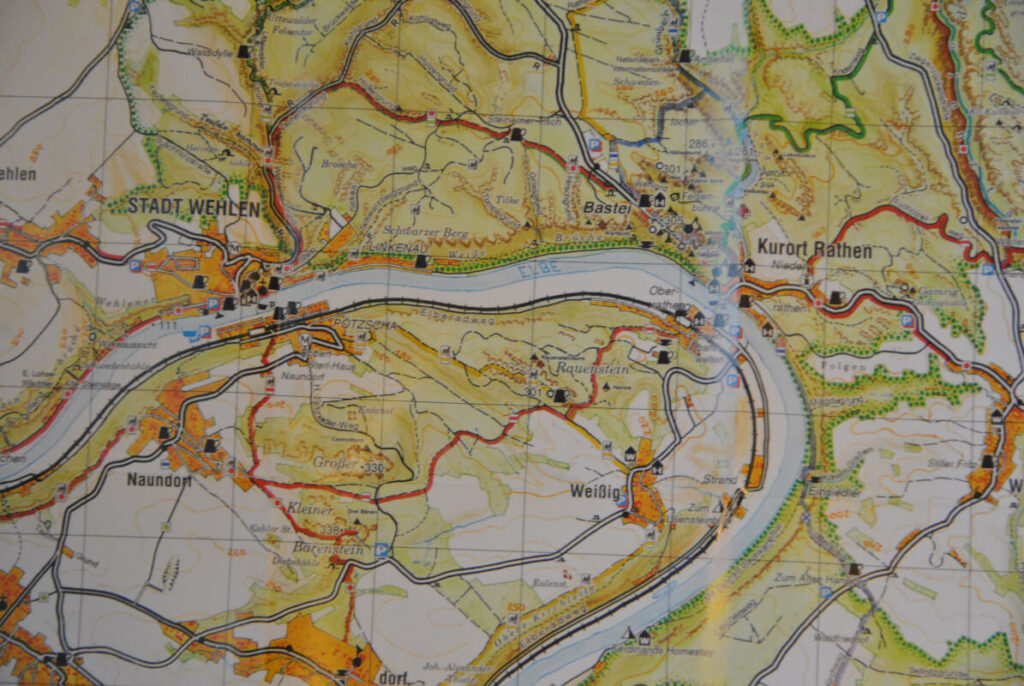 Familienwanderung in der Sächsischen Schweiz - Rauenstein und Bärensteine mit Kindern - Kartenausschnitt Wanderung Rauenstein